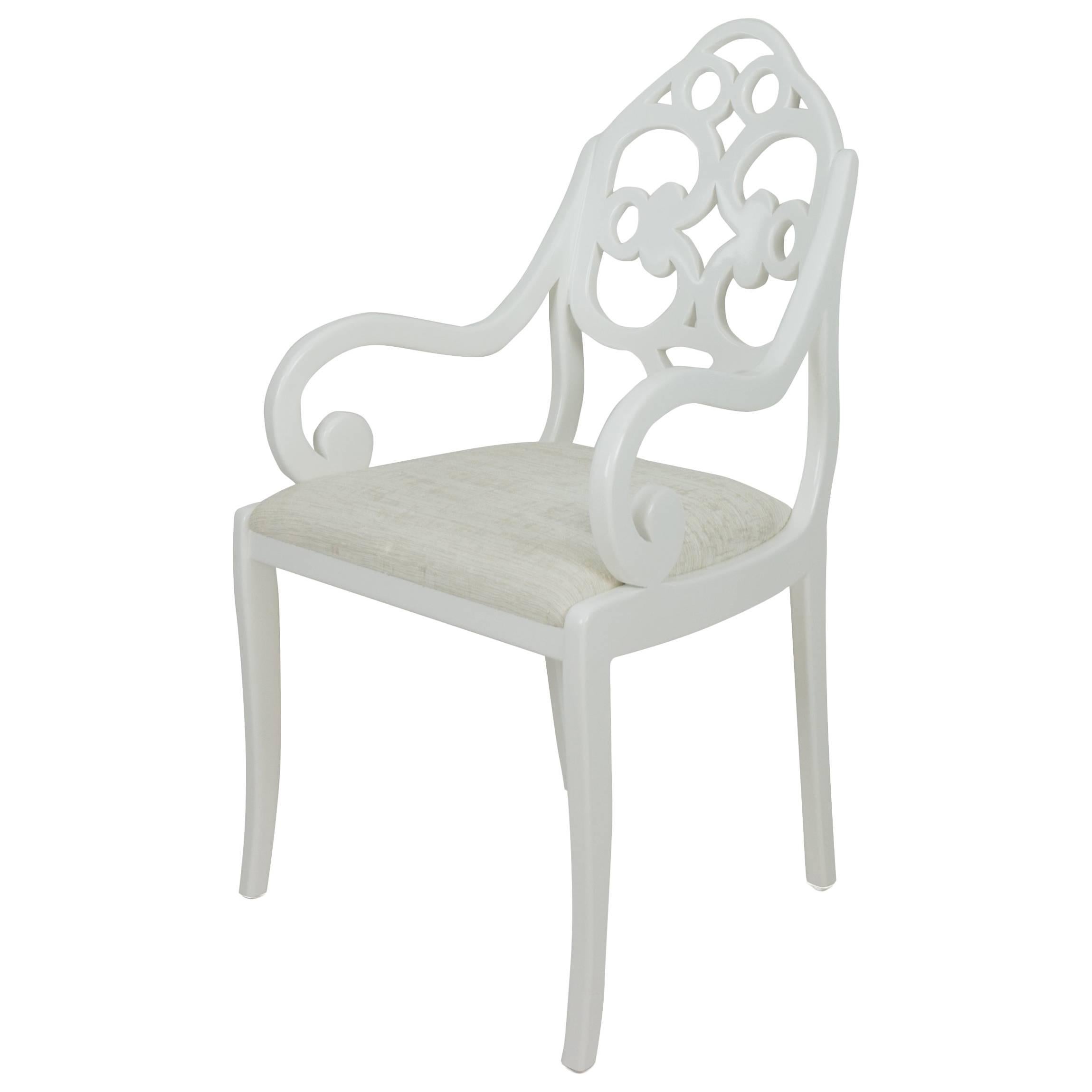 Hand-carved English Regency-inspired American dining chairs For Sale
