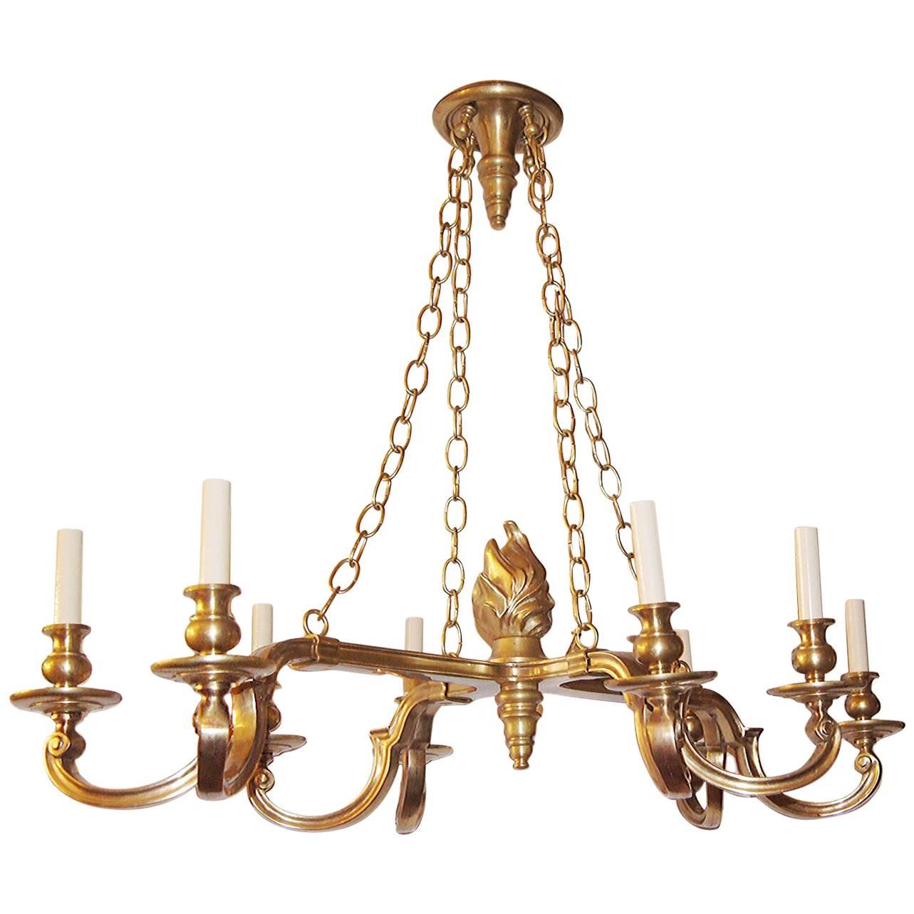 Lustre néoclassique horizontal en bronze doré de style néoclassique en vente