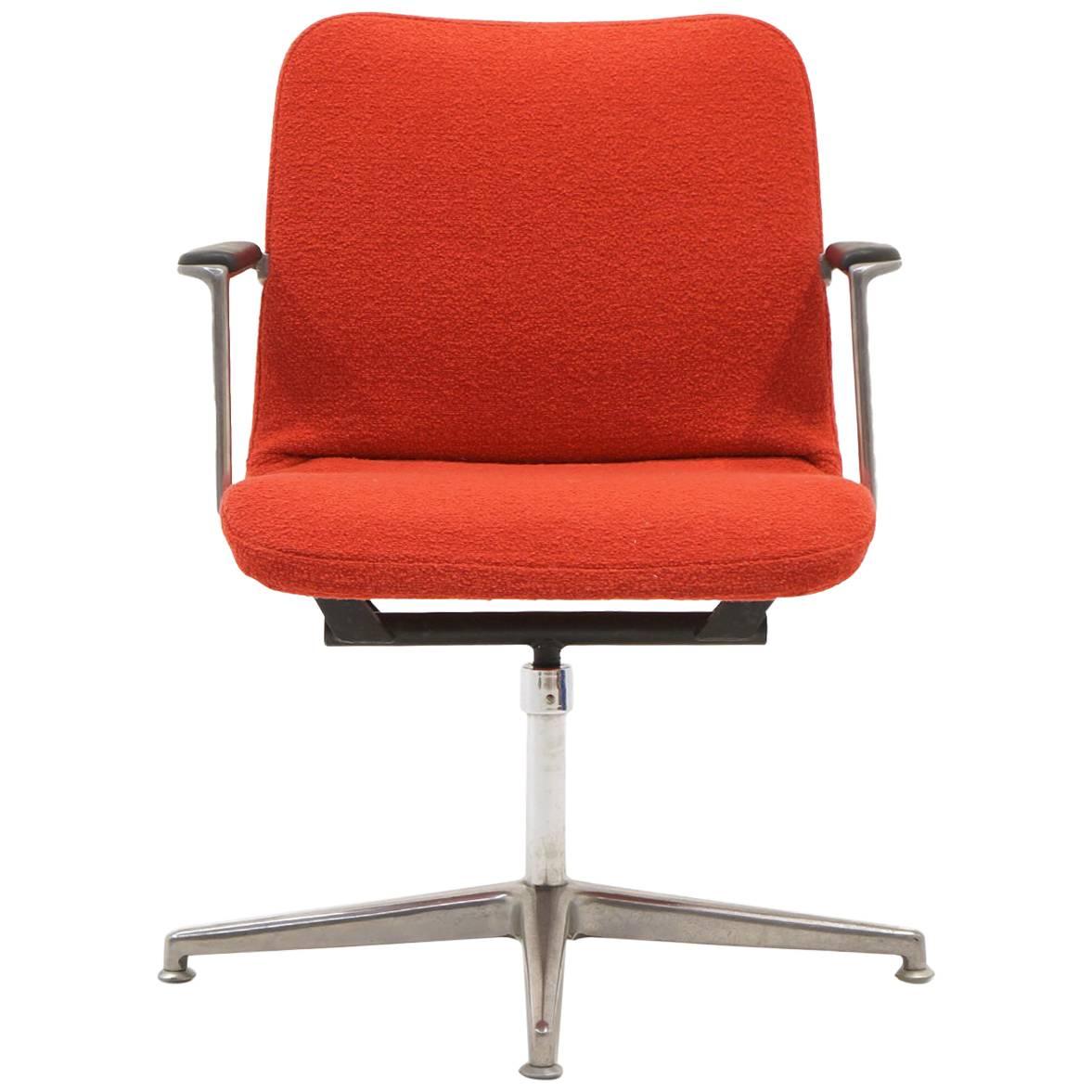 Chaise de bureau ou de bureau George Nelson, très rare, nouveau tissu d'ameublement Boucle Knoll rouge