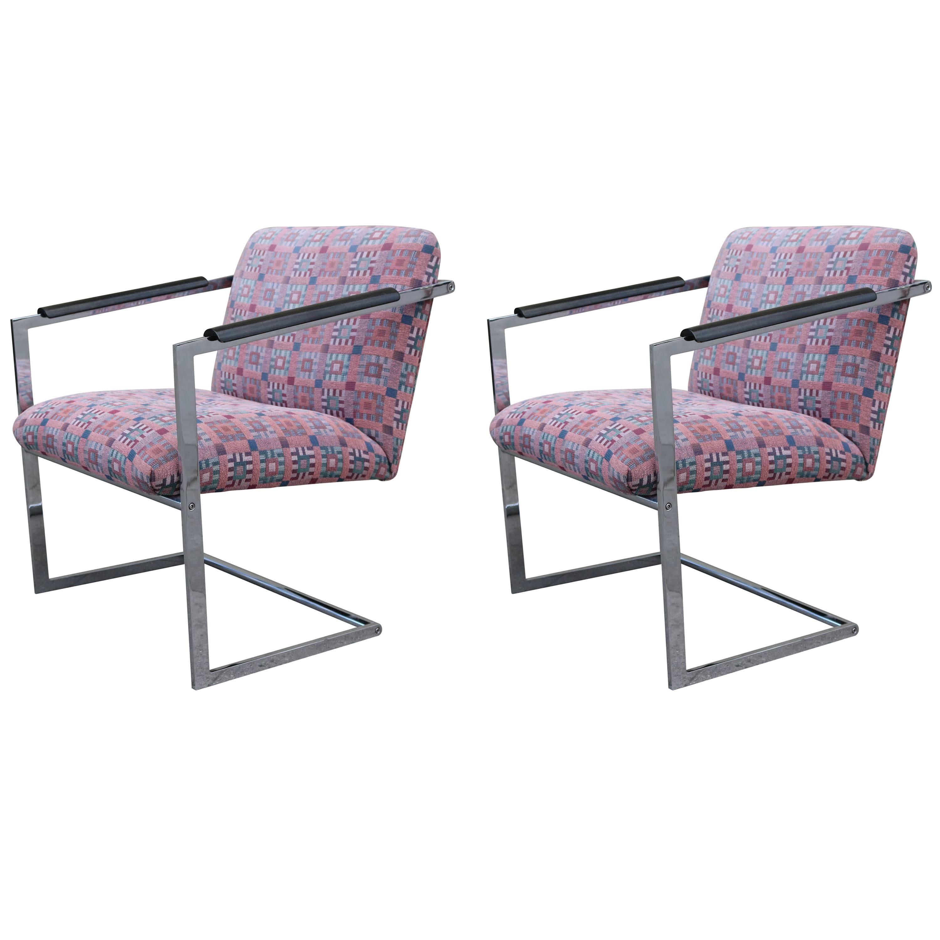 Pair of Architectural Chrome Chairs by Richard Thompson for Glenn of California