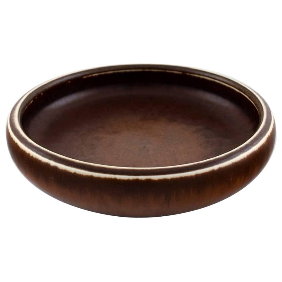 Carl-Harry Stålhane, Rørstrand, Pottery Dish, Beautiful Glaze in Brown Shades