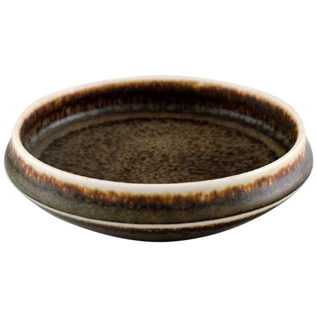 Carl-Harry Stålhane, Rørstrand, Pottery Dish, Beautiful Glaze in Brown Shades