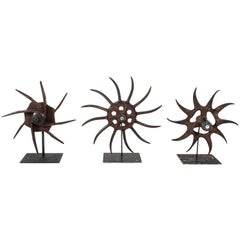 Set of Three Antique Farm Tiller Wheels