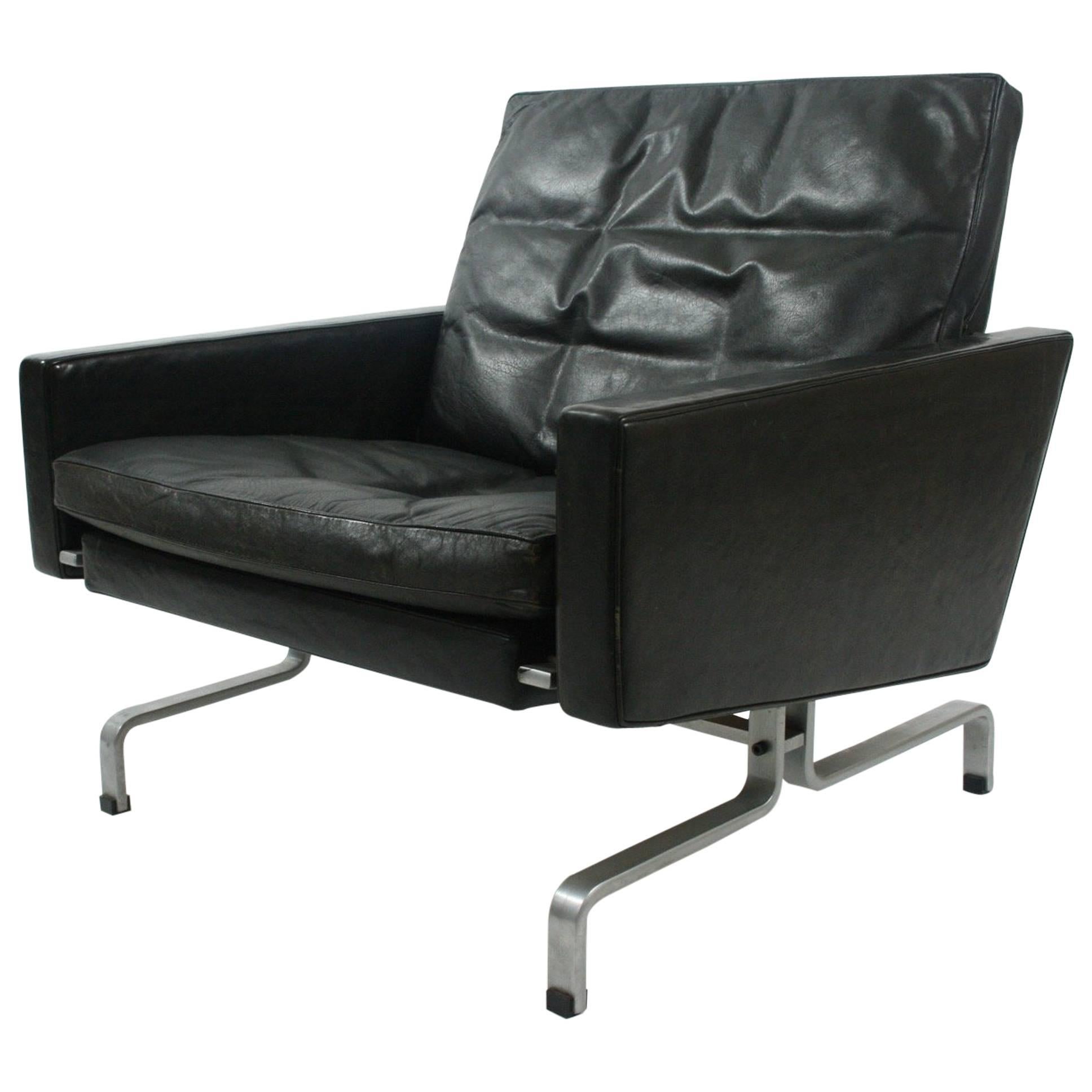 Poul Kjærholm PK-31/1 Lounge Chair by E. Kold Christensen in Black Leather