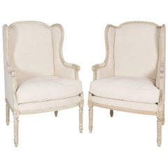Pair of Louis XVI Style Bergere Chairs