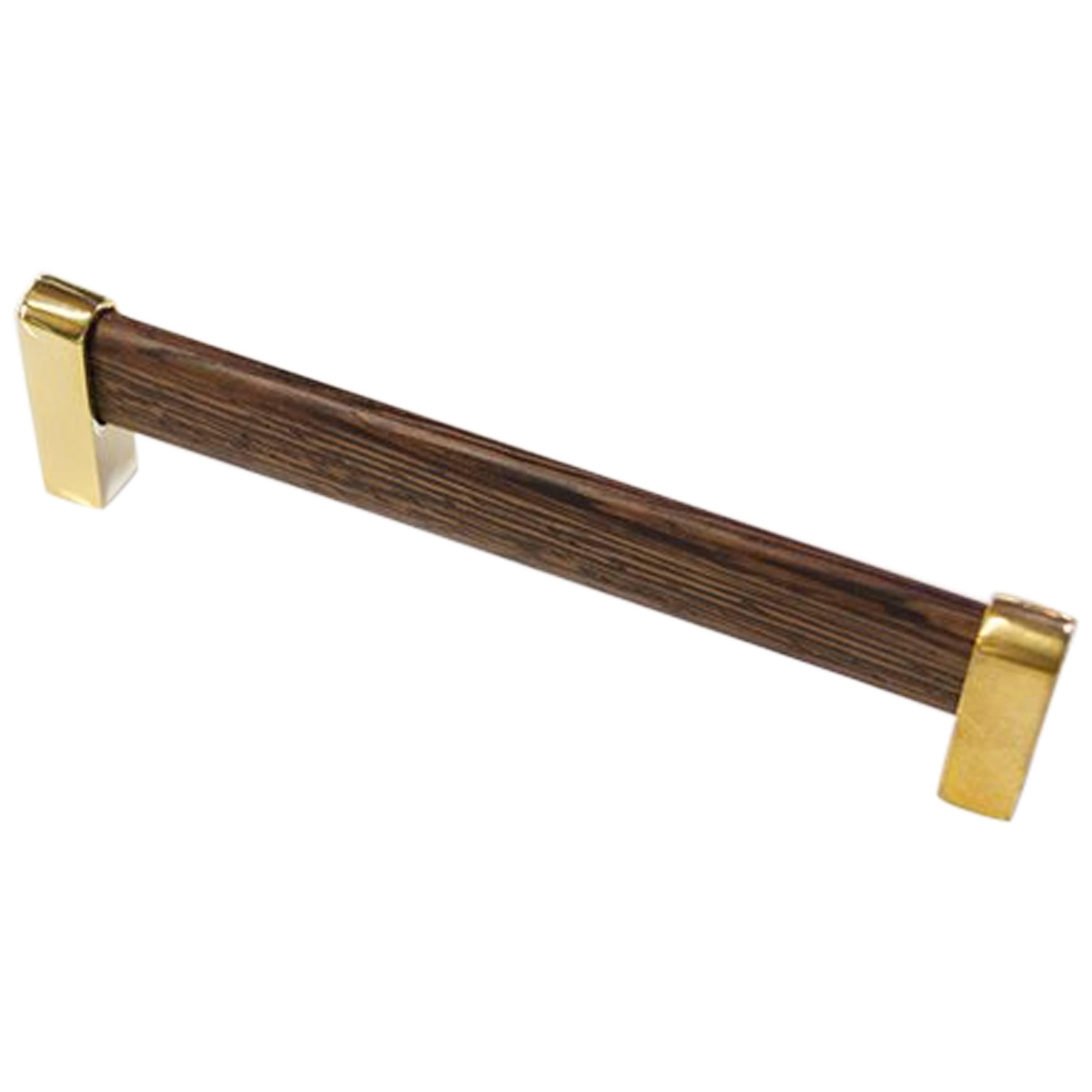 Soubreny Door/Appliance Pull, Wenge and Polished Brass For Sale