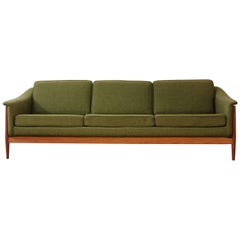 Mid-Century Modern Three-Seat Curved Wood Sofa by Folke Ohlsson for DUX Sweden
