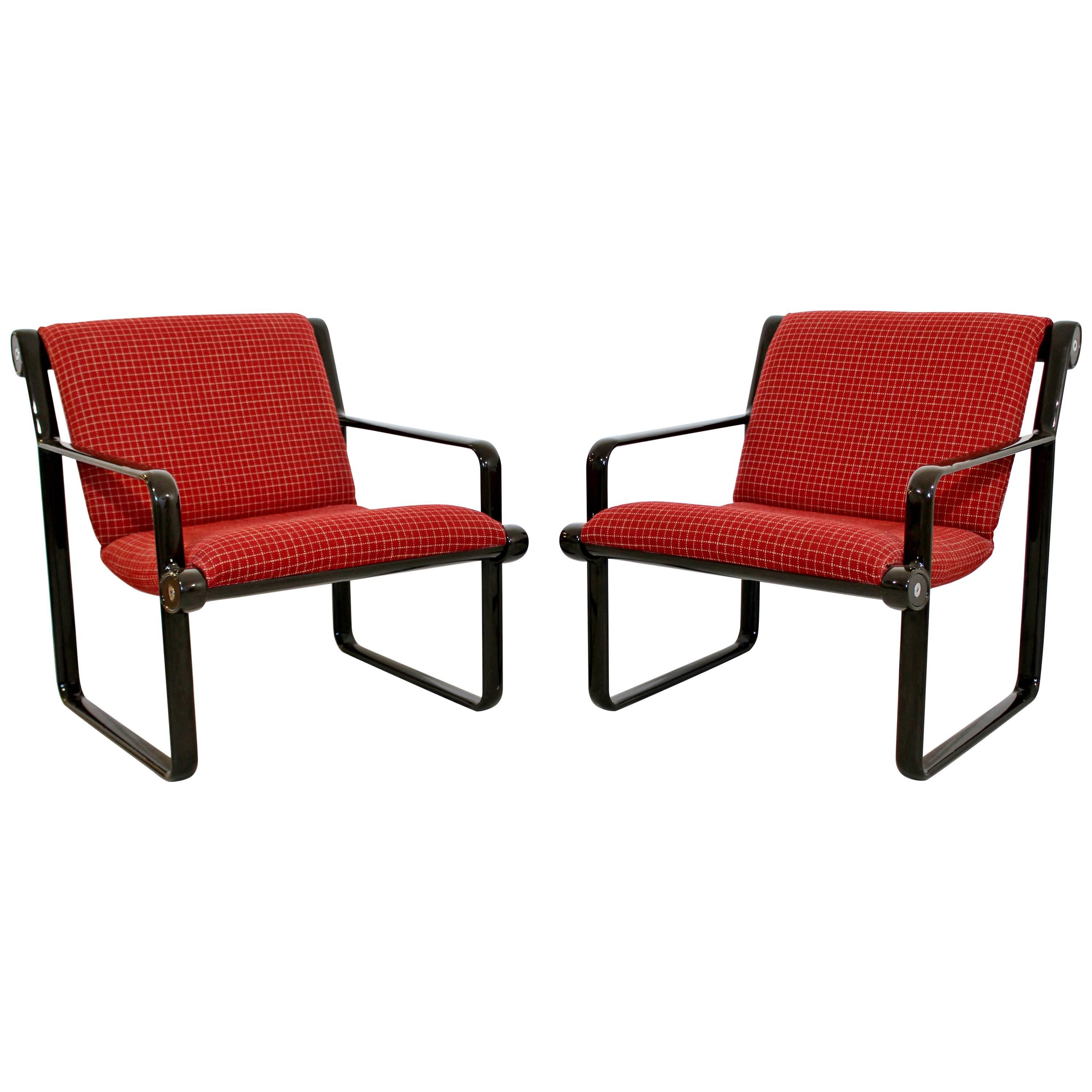 Mid-Century Modern Pair of Sling Lounge Armchairs Hannah & Morrison Knoll, 1970s