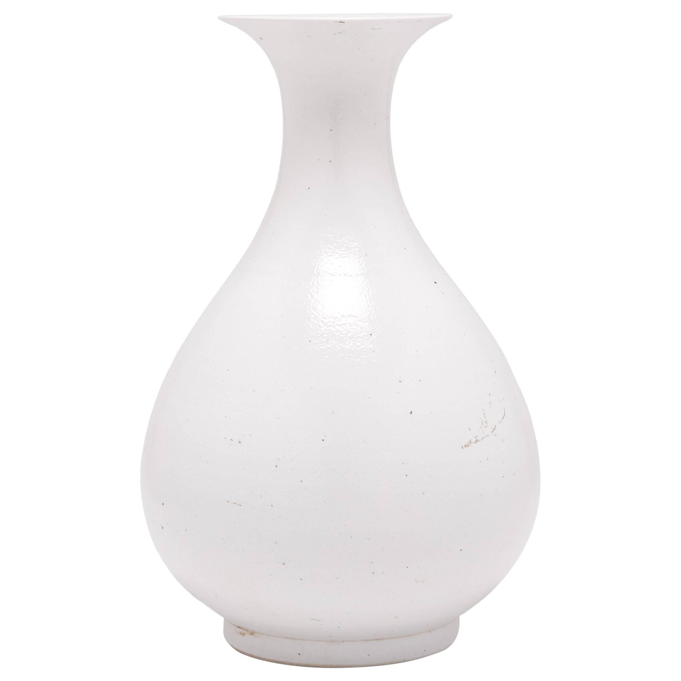 White Glazed Chinese Pear Vase For Sale