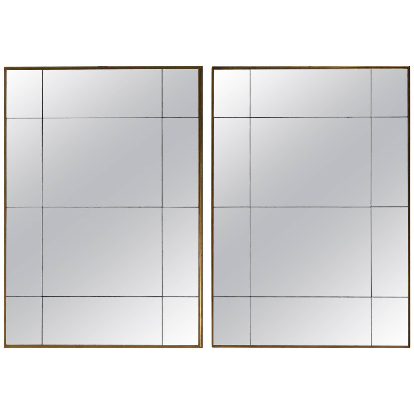 Pair of Large Gold Frame Antiqued Mirrors