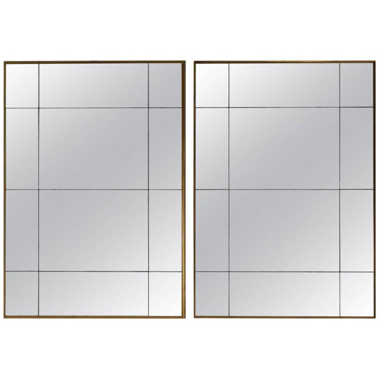 Pair of Large Gold Frame Antiqued Mirrors at 1stDibs