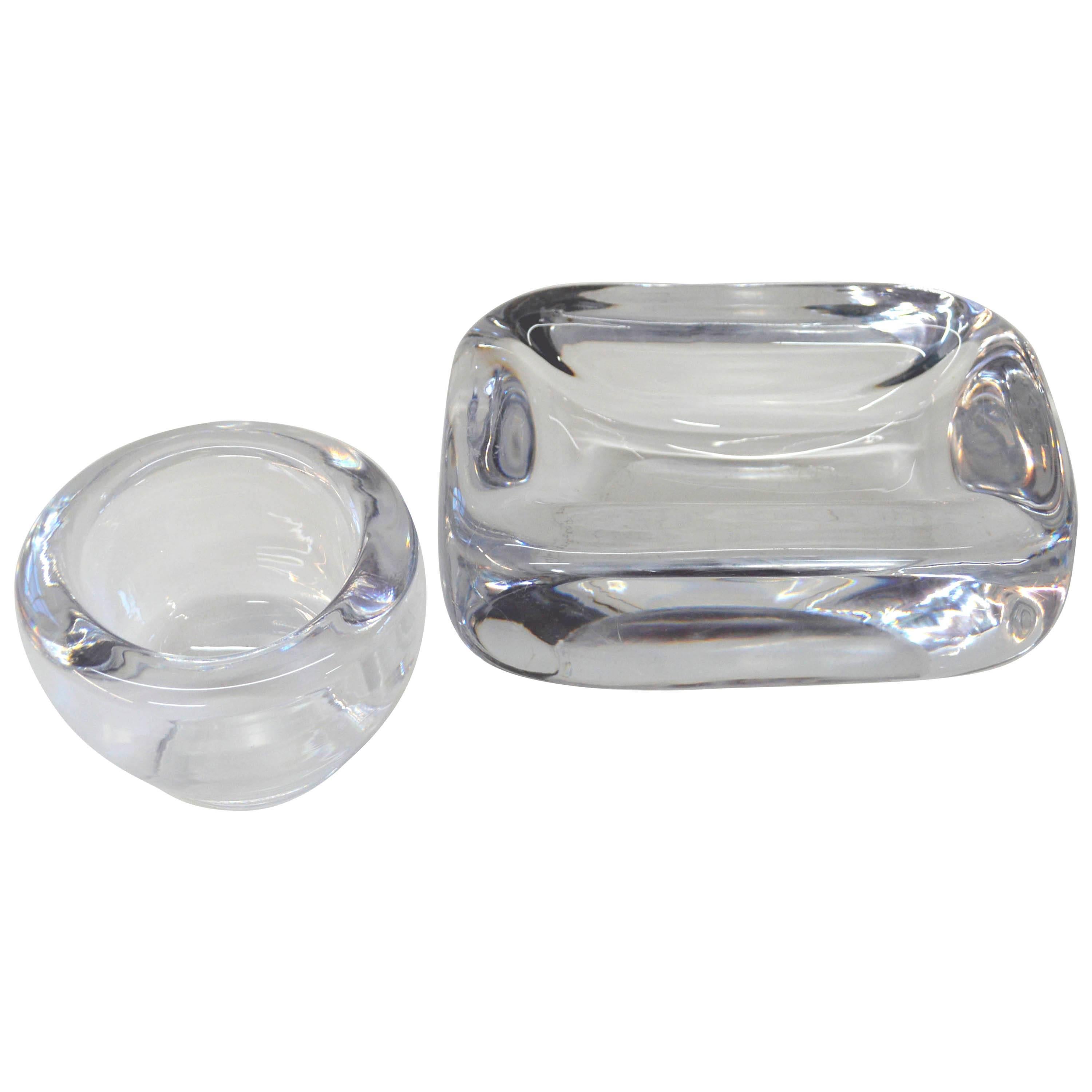 Mid-Century Modern Orrefors Cache Tray and Votive