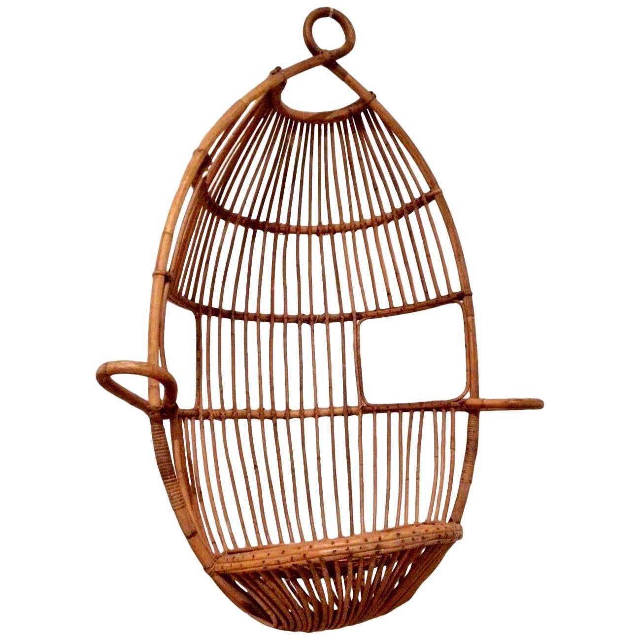 Sculptural Rattan Hanging Chair by Bonacina at 1stDibs