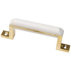 Normandie Door/Appliance Pull, Baked White Enamel and Polished Brass