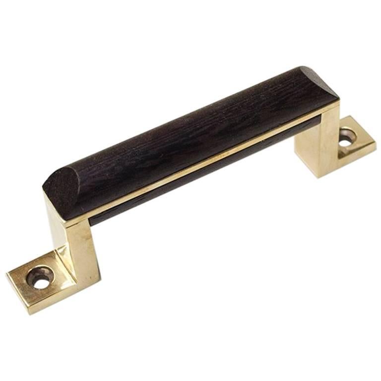 Normandie Door/Appliance Pull, Wenge and Polished Brass For Sale