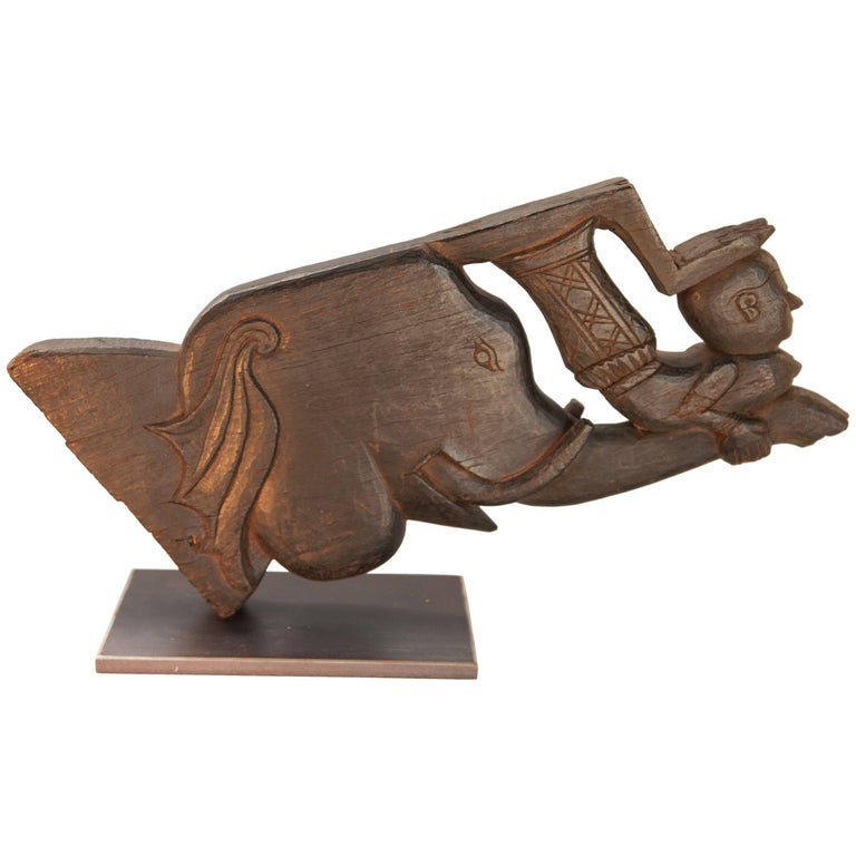 Elephant Carving, Architectural Beam Support, Mid20th Century, Tharu