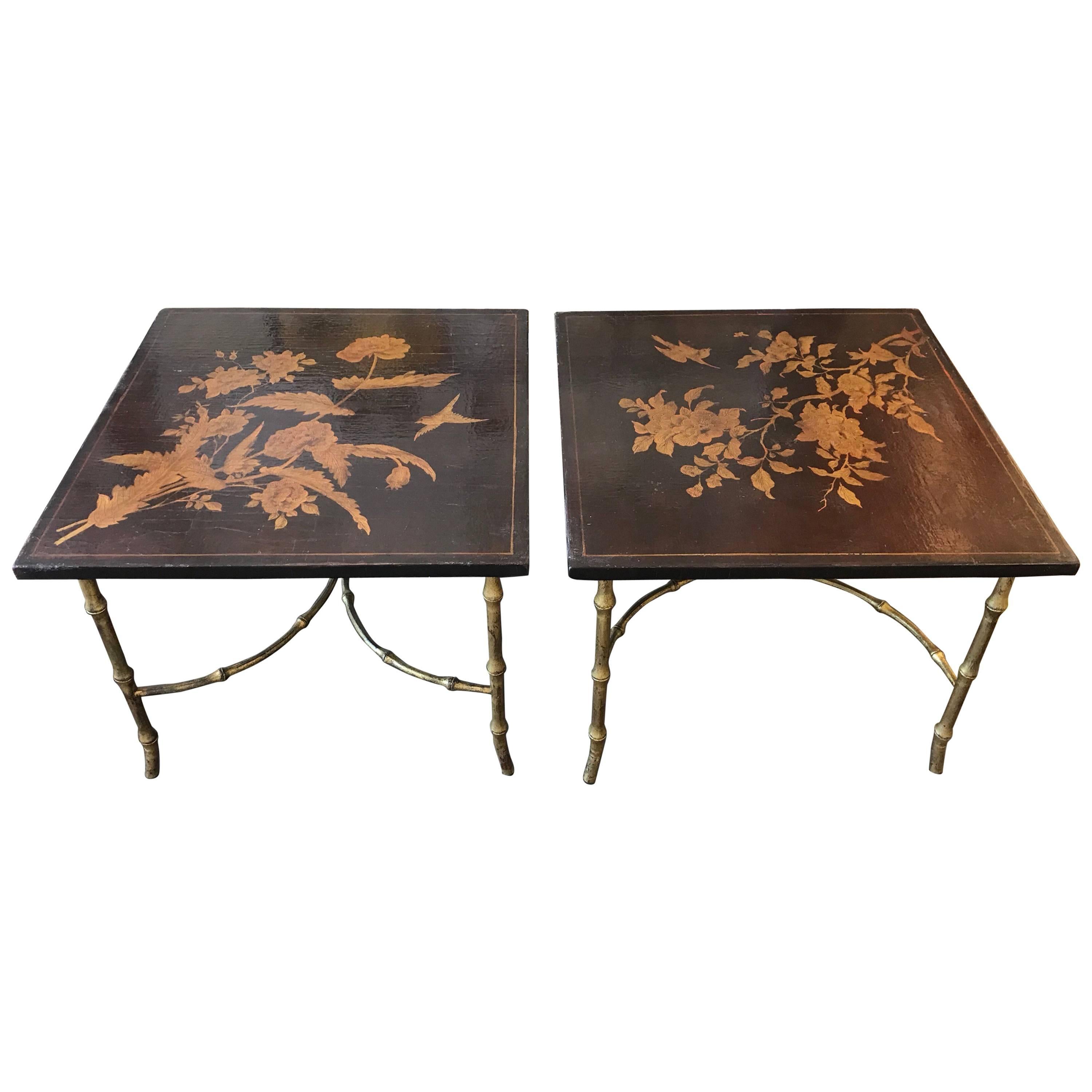 Pair of Chinoiserie Lacquer Side Tables For Sale