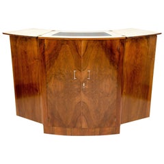 Art Deco Curved "Envelope" Expandable Cocktail Bar Cabinet