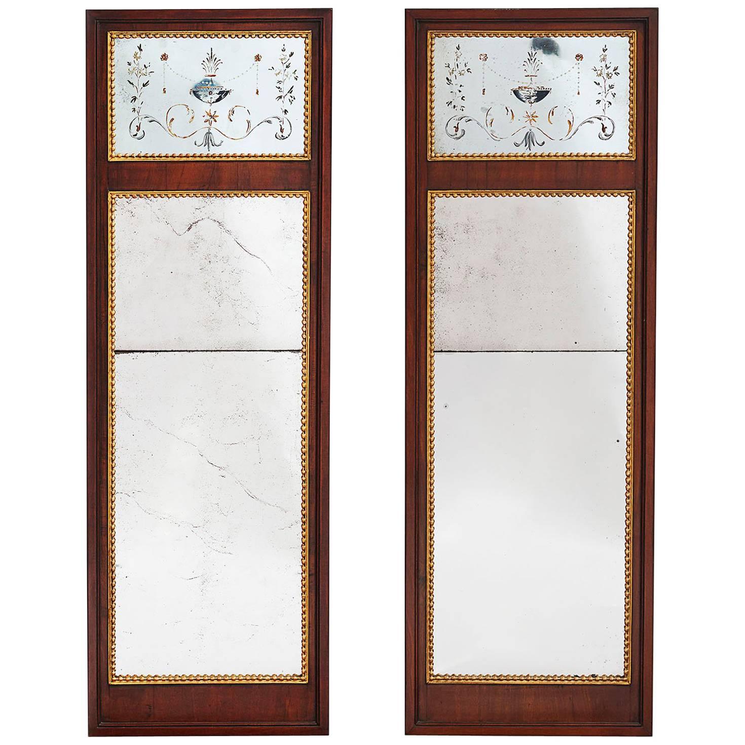 Good Pair of Danish Louis XVI Mahogany and Parcel-Gilt Mirrors, circa 1790