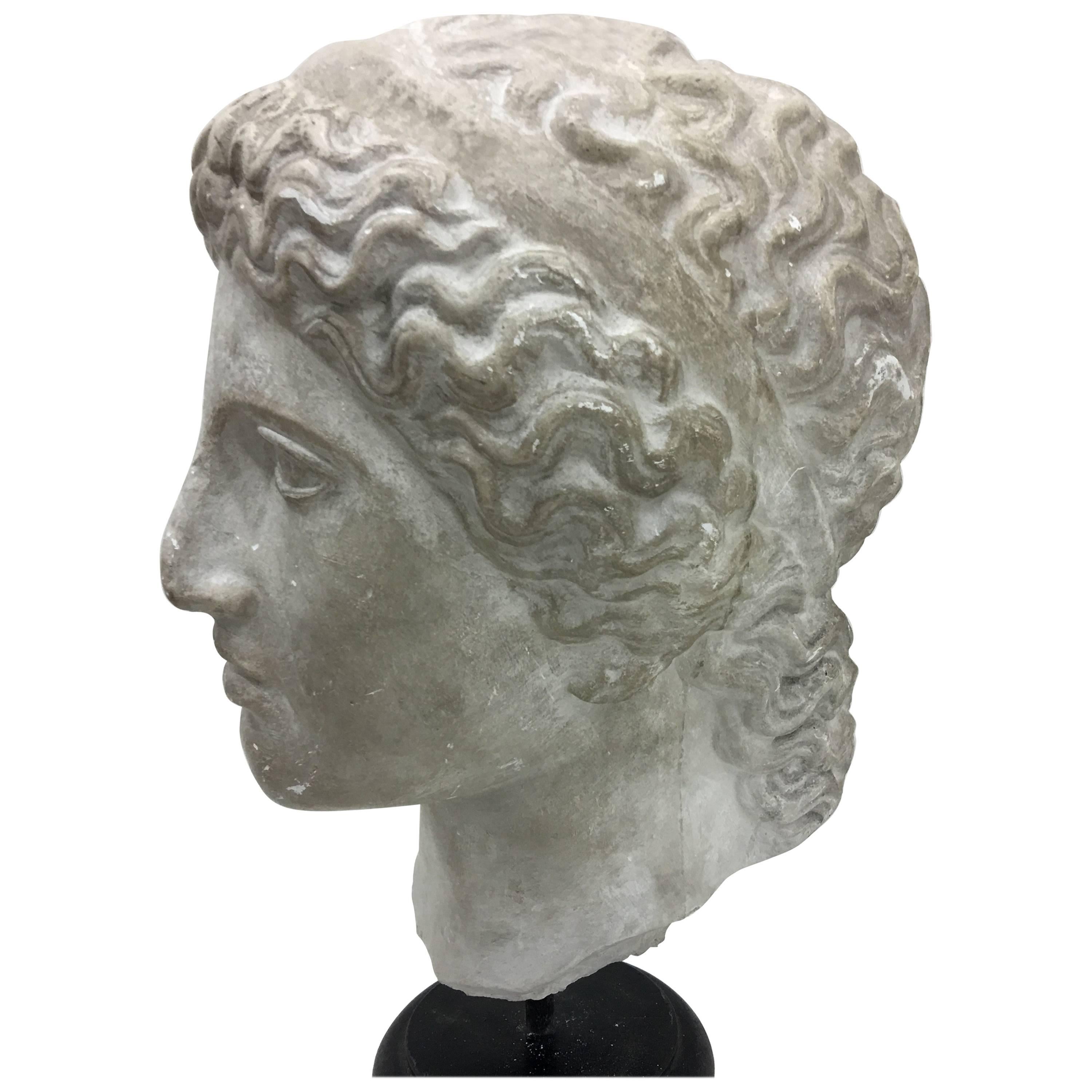 Neoclassical Plaster Roman Head, Italy, circa 1930