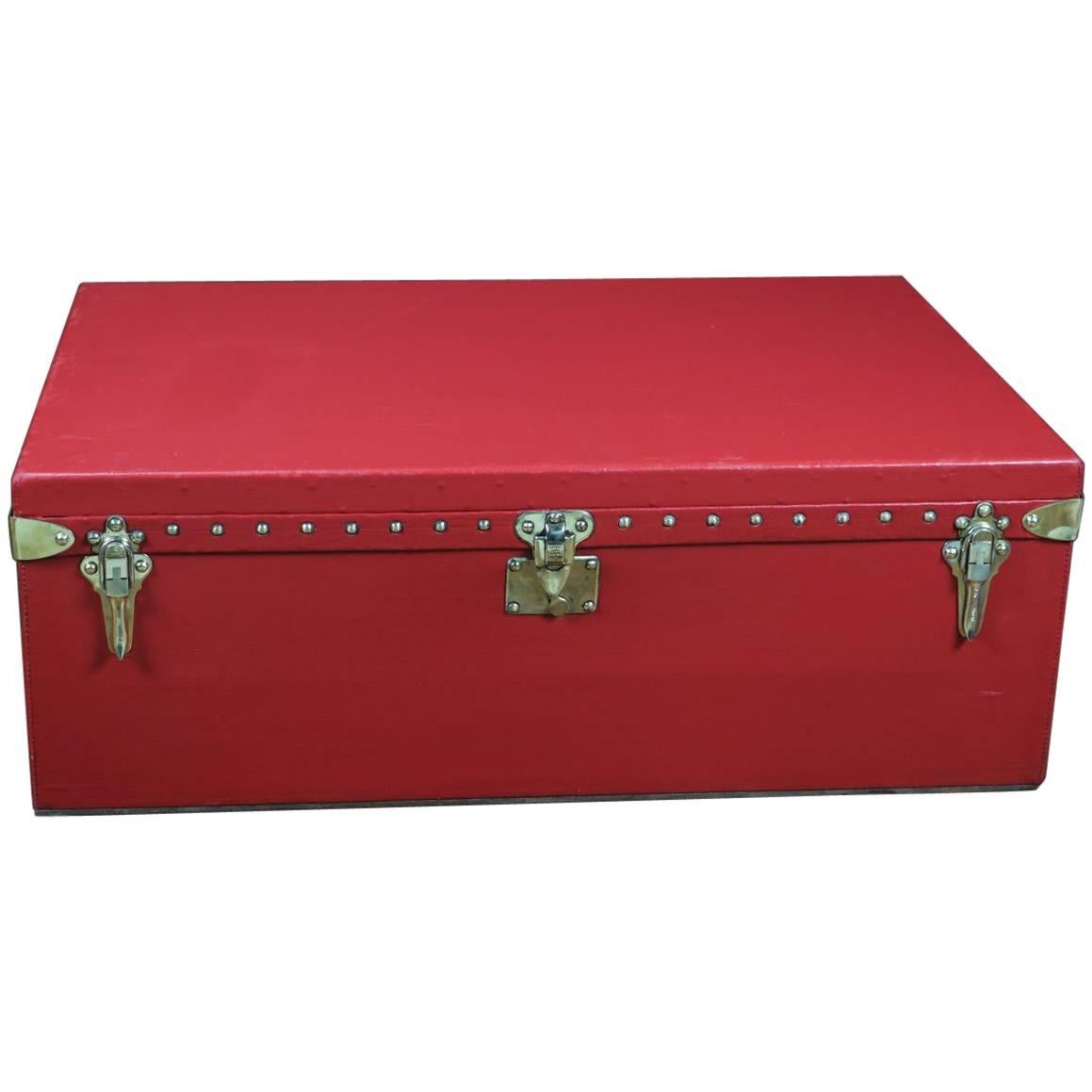 Louis Vuitton Red or Coated Canvas Trunk for Car, 1900s