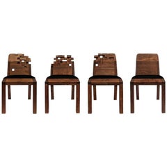 Contemporary Set of Pixel Chairs in Walnut by Olivier Dollé