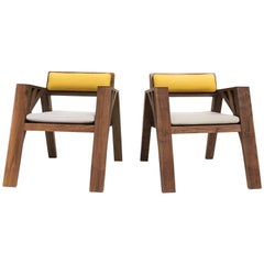Contemporary Carpenter Armchair in Oak or Walnut By Olivier Dollé
