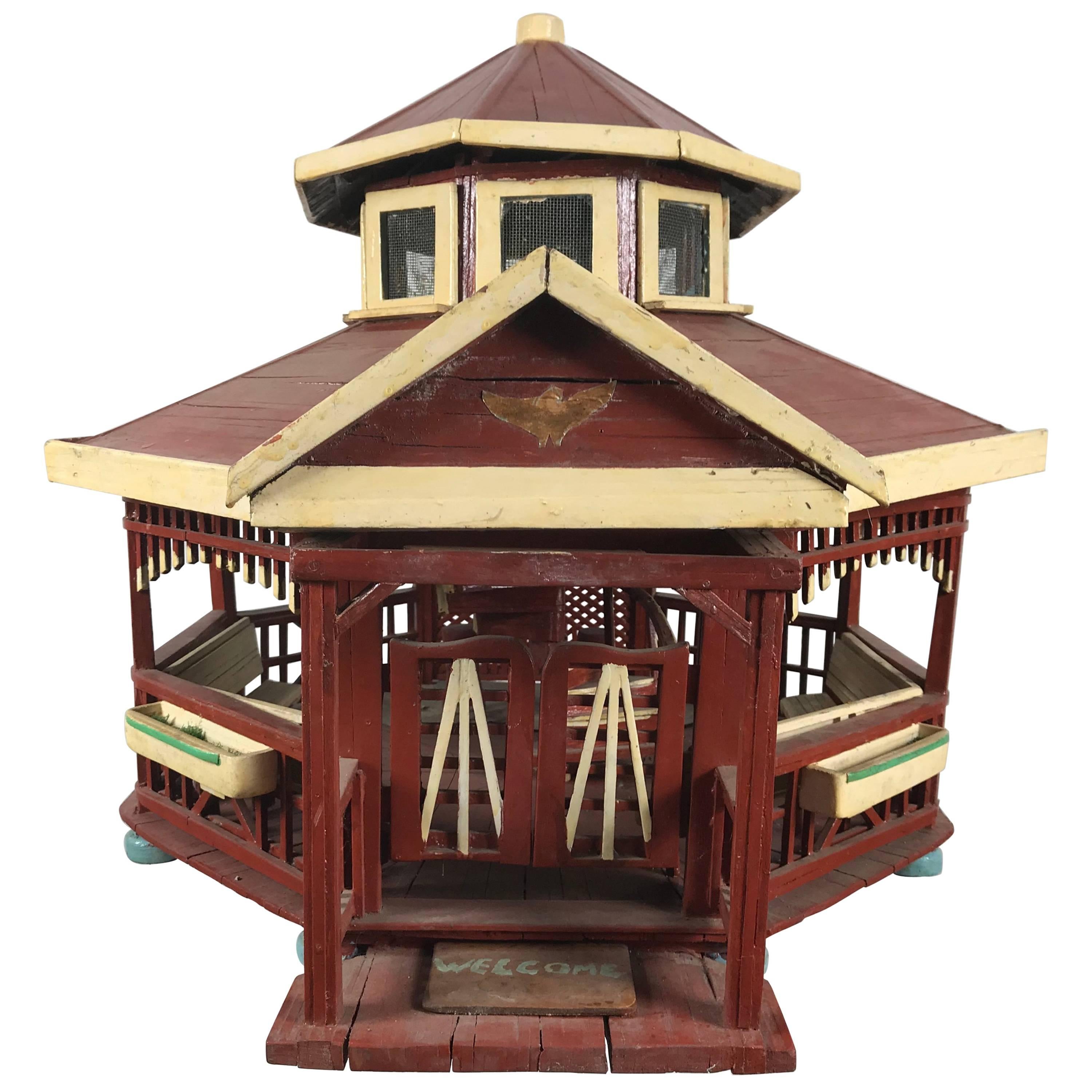 Handmade Folk Art Six-Sided Gazibo / House