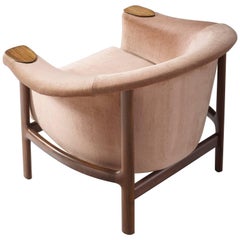 Johannes Andersen Lounge Chair with Pink Velours Upholstery