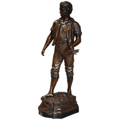 French Late 19th Century Large Bronzed Spelter Figure of a Farm Labourer