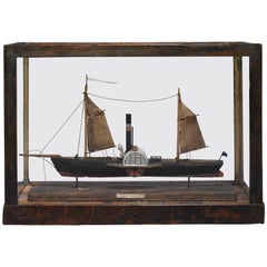 Antique "Lady James" Paddle Steamer Ship Model