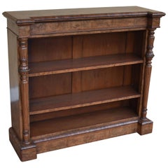 19th Century Victorian Burr Walnut Open Bookcase