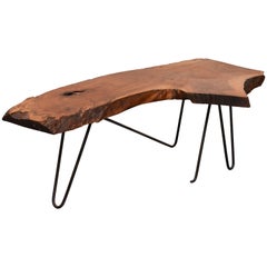 Large Organic Walnut Tree Trunk Coffee Table, 1960s in Style of George Nakashima