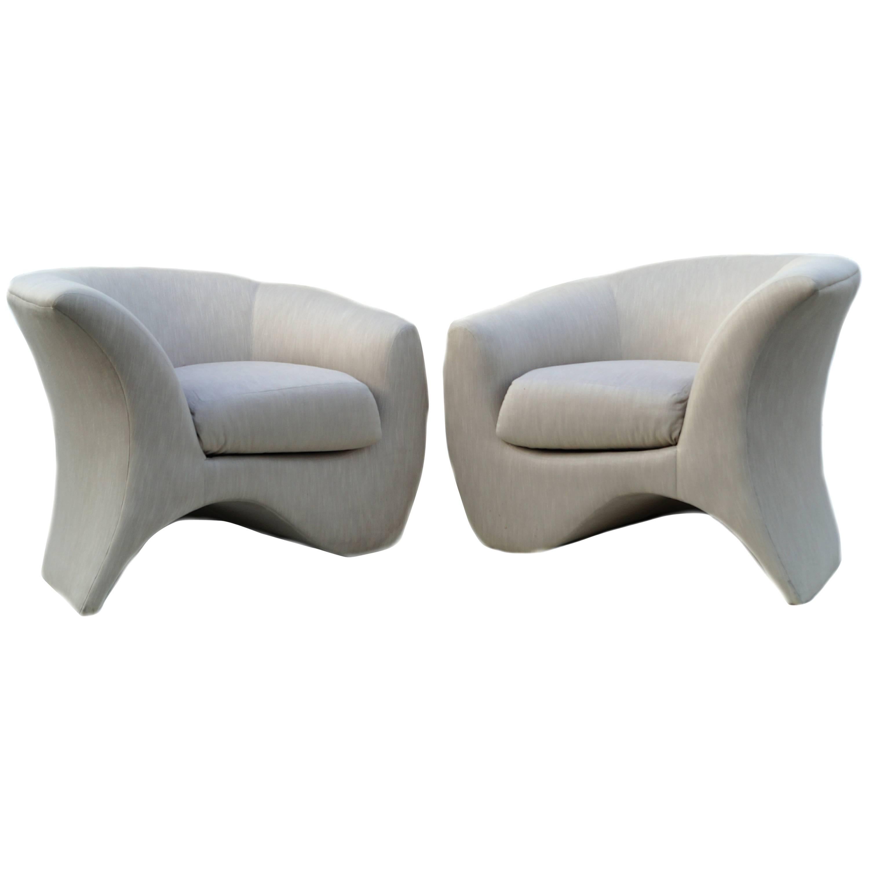 Pair of Vladimir Kagan Sculptural Hurricane Lounge Club Chairs