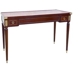 Unusual Louis XVI Style French Two-Drawer Tric Tac Table with Red Leather Top