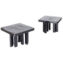 Unique Black Resin Side Tables by Fernand Dresse
