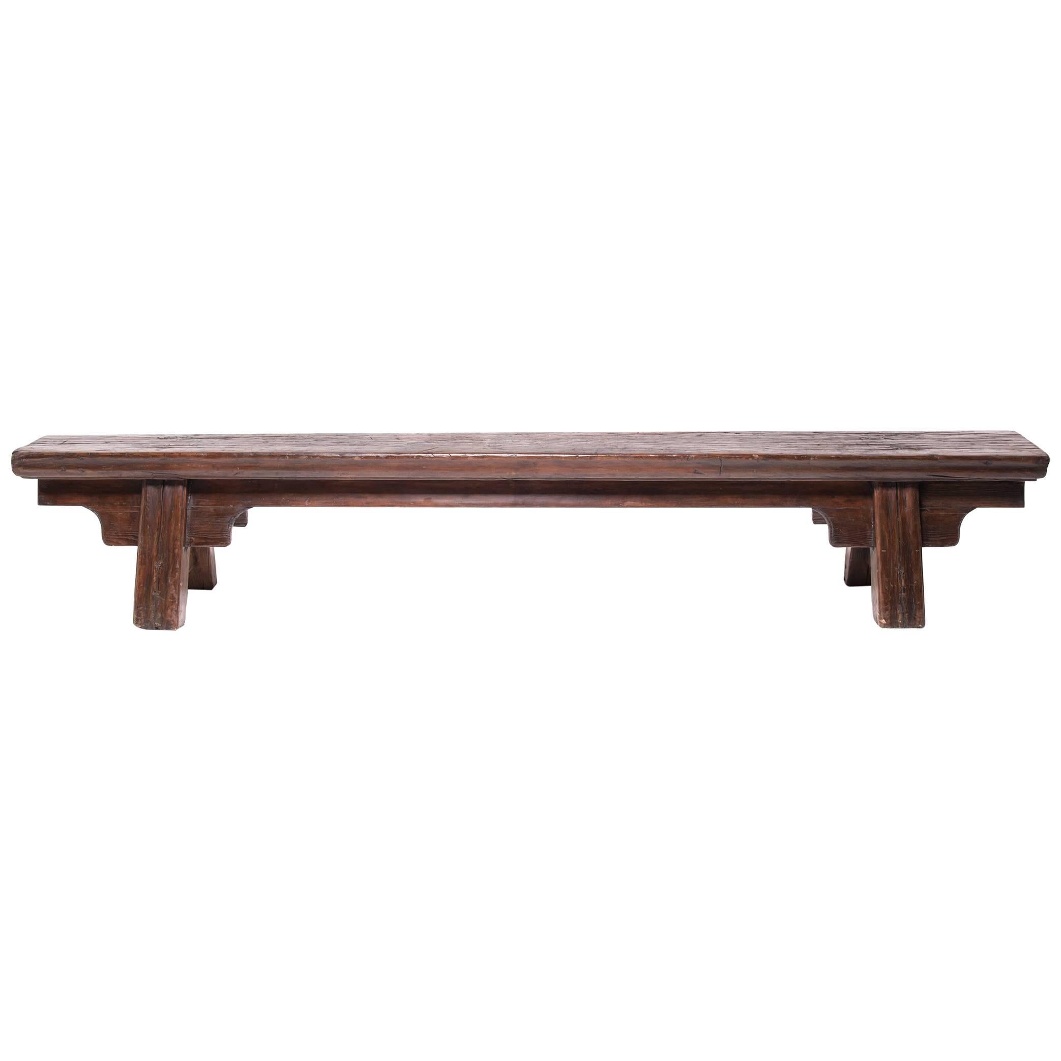 Provincial Chinese Elmwood Bench, c. 1850 For Sale