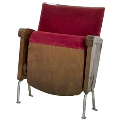 Retro Red Velvet Cinema Seat from Ascol, Italy, 1950s