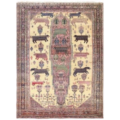 Large Animal Motif Antique Farahan Persian Rug. Size: 12 ft 2 in x 16 ft