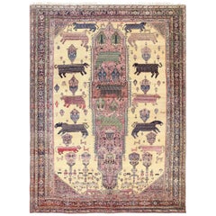 Large Animal Motif Antique Farahan Persian Rug. Size: 12 ft 2 in x 16 ft 