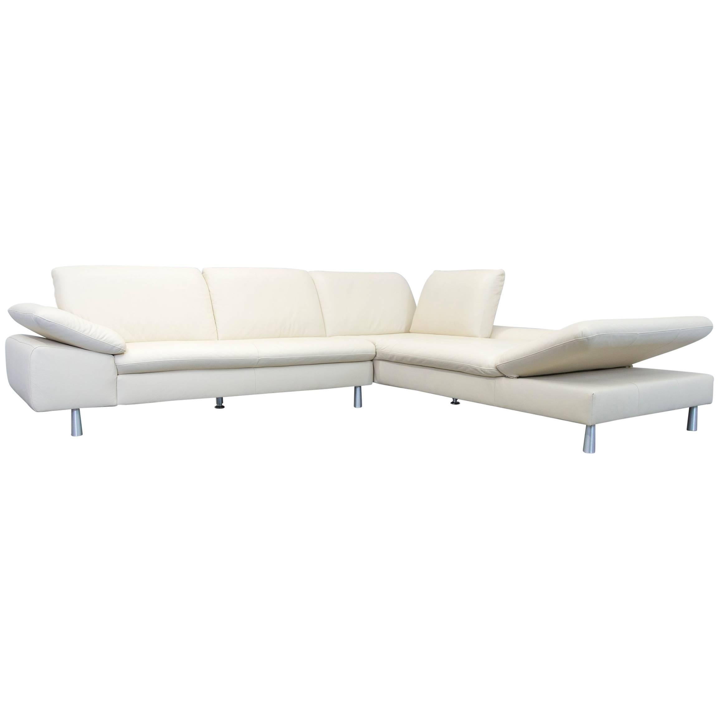 Willi Schillig Loop Designer Corner Sofa Leather Beige Function Couch Modern For Sale