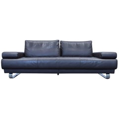 Ewald Schillig Harry Designer Sofa Leather Black Three-Seat Function Couch