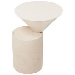 Laurel Side Table Ataija Creme Limestone and Bone Hdf