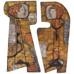 Pair of Mixed-Media Large-Scale Wall Sculptures