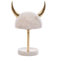 Min Lila Viking Lamp / Table Lamp in Afyon Marble and Brass by Merve Kahraman