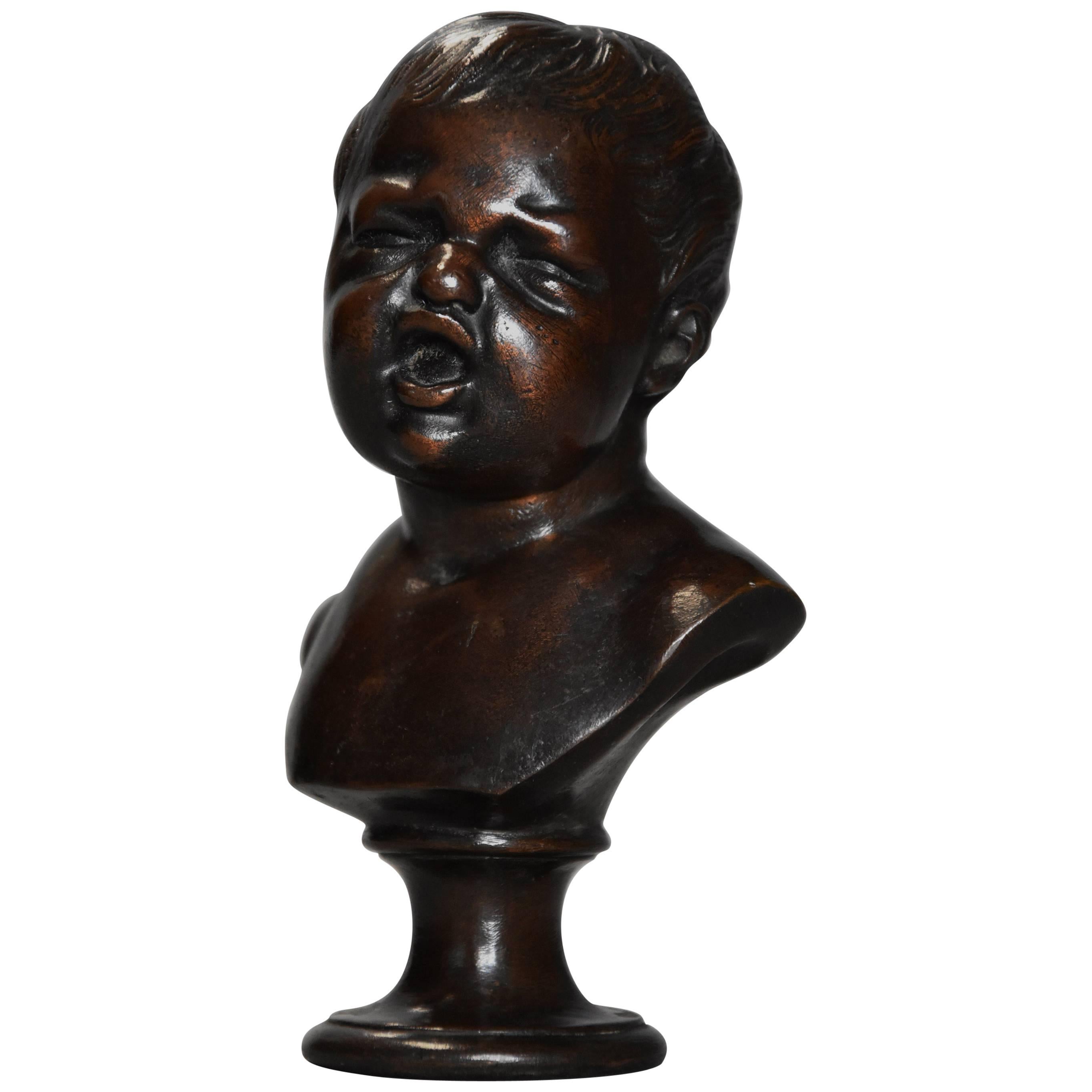 Small and Charming Fine Quality Late 19th Century Bronze Bust of Young Child For Sale