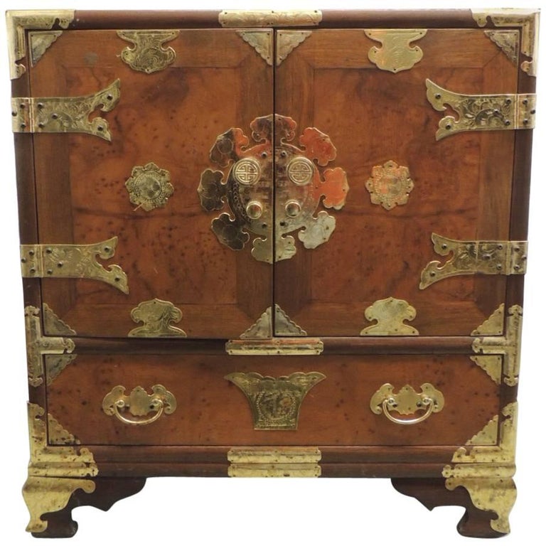CLOSE OUT SALE Vintage Chinese Tansu Chest with Doors and Embellished