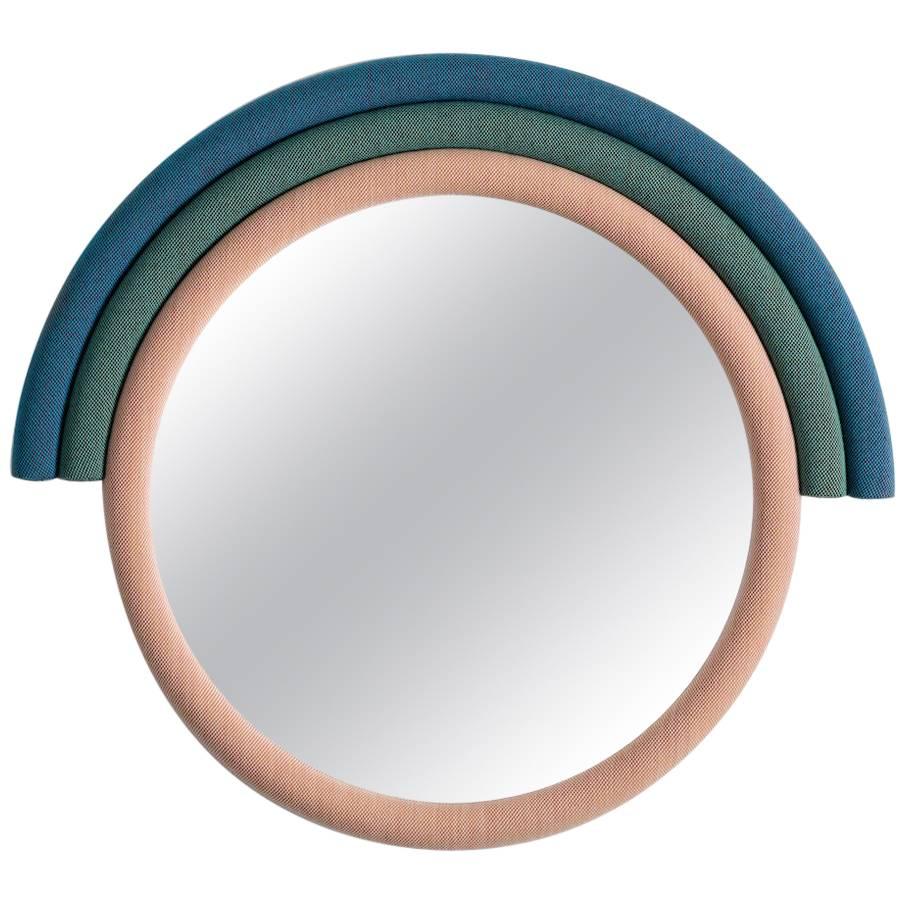 Iris Mirror in Kvadrat Fabric and Clear Mirror  For Sale