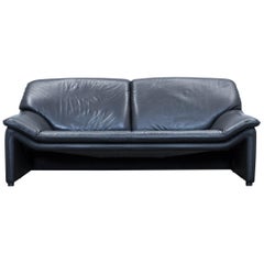 Laauser Atlanta Designer Sofa Leather Black Three-Seat Couch