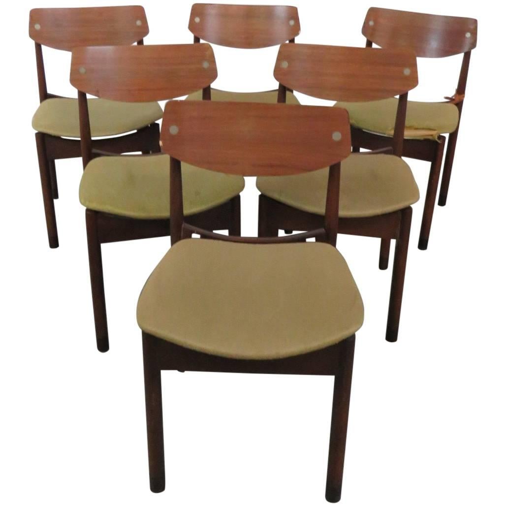 Six Danish Style Dining Side Chairs